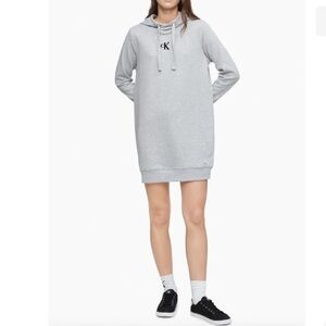Calvin Klein Grey Monogram Logo Hoodie Dress Size Medium